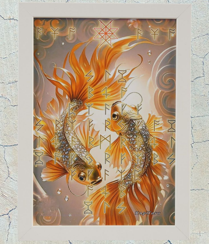 Картина-руноскрип «Рыбки», 24×33 см